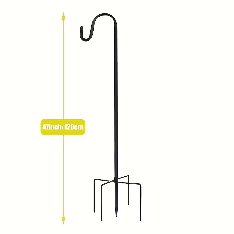 2 Pack! Metal Shepherds Hooks - 47" for Solar Lights, Chimes, Bird Feeders