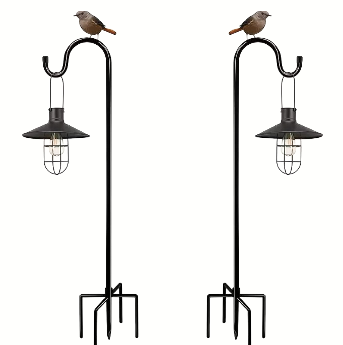 2 Pack! Metal Shepherds Hooks - 30" for Solar Lights, Chimes, Bird Feeders