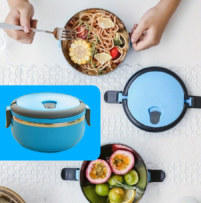 Thermos-Style Insulated Lunch Box Bowl STAINLESS STEEL Blue 12oz