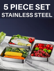 5pc Set of Stainless Steel Dishes LARGE 10"x7.5" (A-2-2)