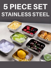 5pc Set of Stainless Steel Dishes SMALL 5"x4" (A-1-3)