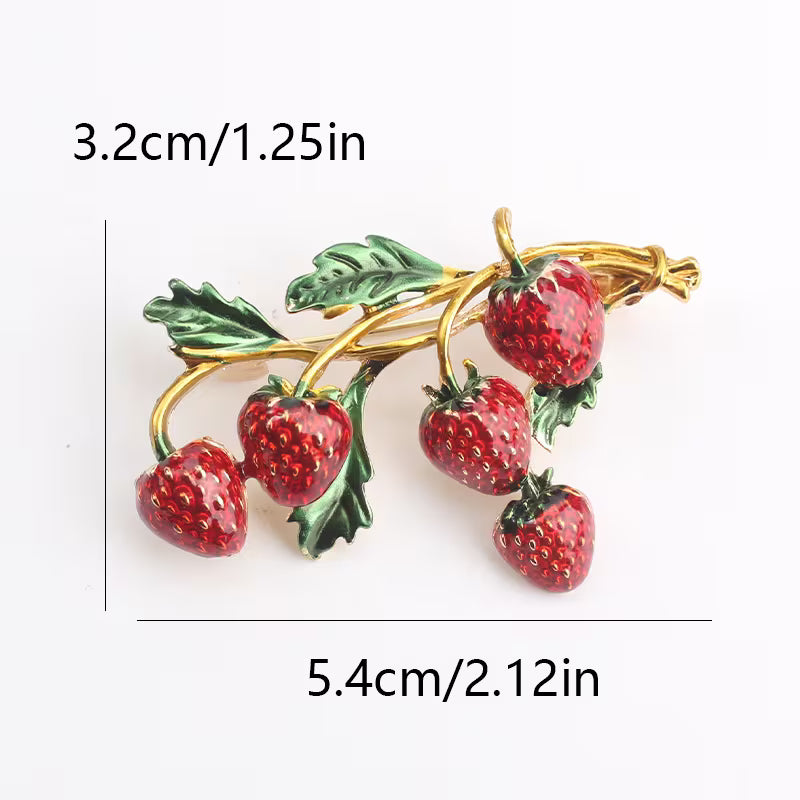 Strawberry Vine Brooch Pin 2.25"