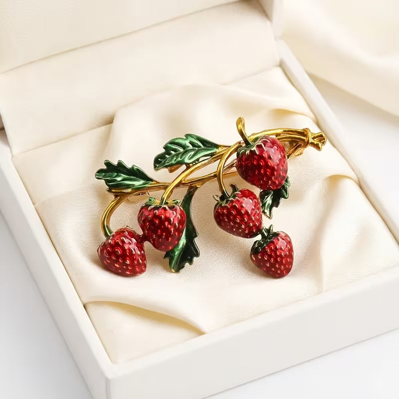 Strawberry Vine Brooch Pin 2.25"