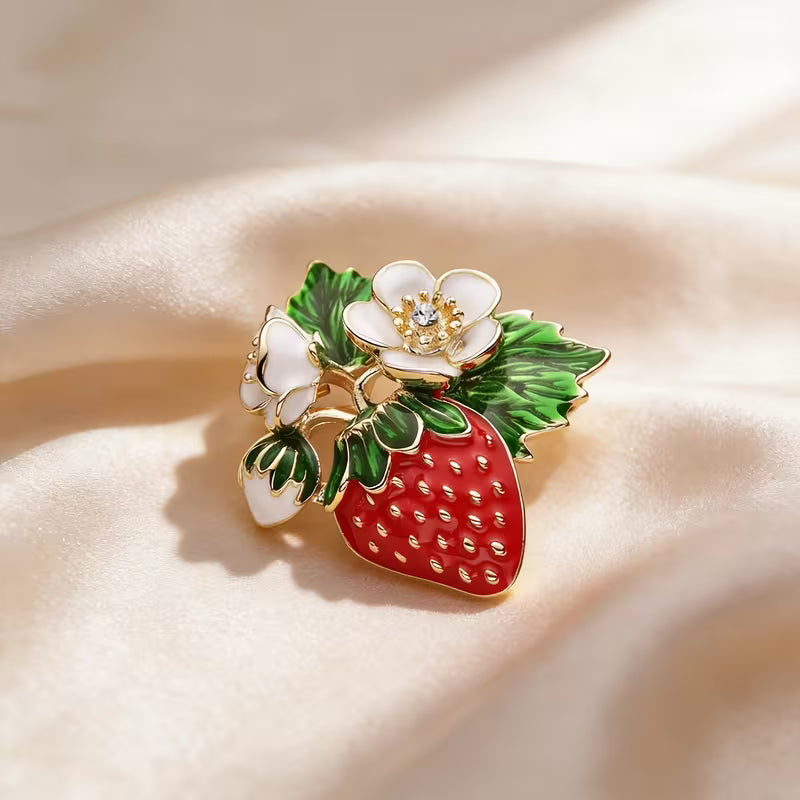Strawberry Brooch Pin - Small 1.25"