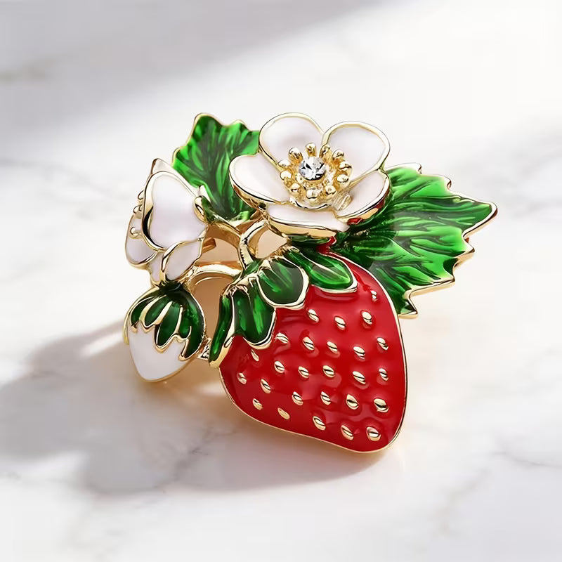 Strawberry Brooch Pin - Small 1.25"