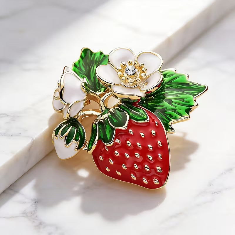 Strawberry Brooch Pin - Small 1.25"