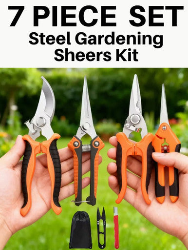 7pc Heavy-Duty Stainless Steel Gardening Pruning Shears Scissors + Tools (A-2-2)