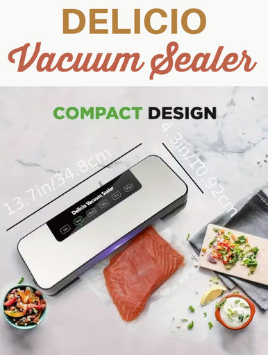 DELICIO Wet & Dry Food Saver Vacuum Sealer + 30 Free Vac Bags (A-1-3)