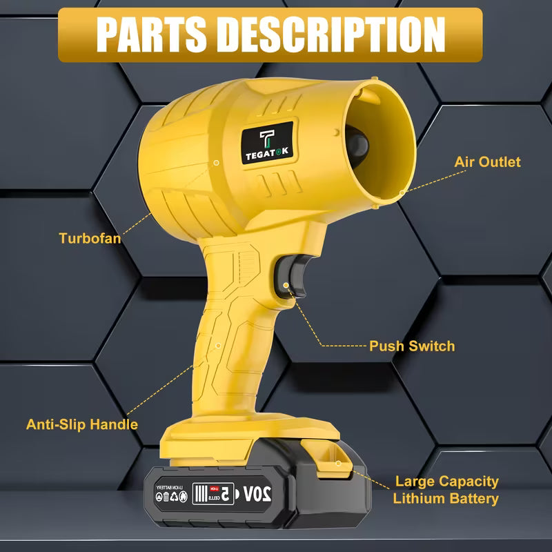 Turbo Blower Electric Cordless Blower - Leaves, Sawdust, Dirt, Seeds, You Name It!