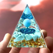 Turquoise Orgone Pyramid Feng Shui Calm Energy & Throat Chakra, Balancing