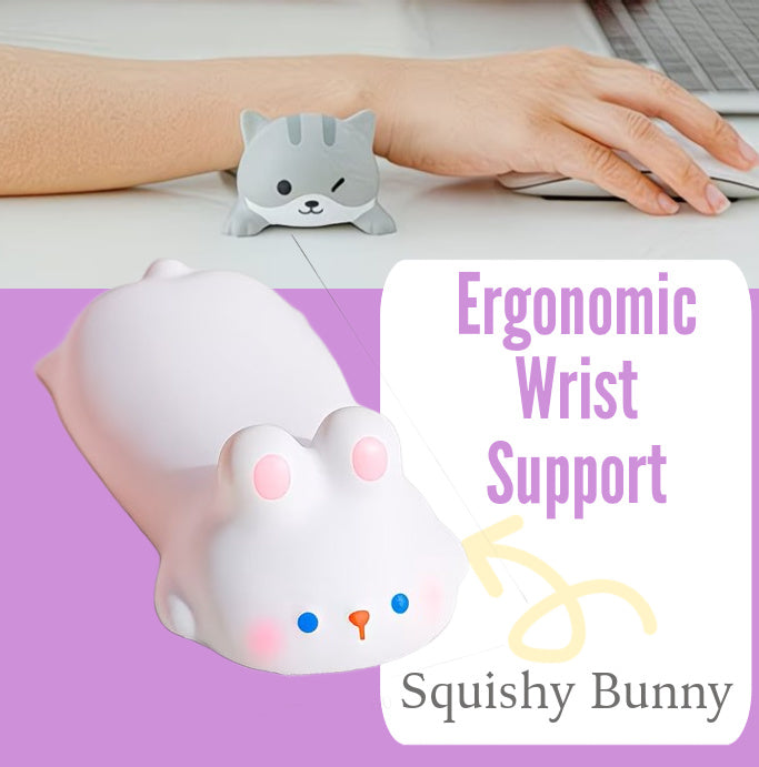 SQUISHY BUNNY Ergonomic Wrist Support for Computers / Typing - Carpal Tunnel / Arthritis
