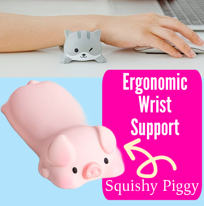 SQUISHY PIGGY Ergonomic Wrist Support for Computers / Typing - Carpal Tunnel / Arthritis