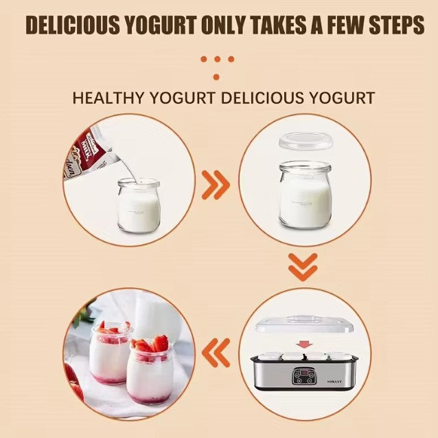Easy Homemade Probiotic Yogurt Maker - 8 Cups - Dairy Fermentation (A-2-3)