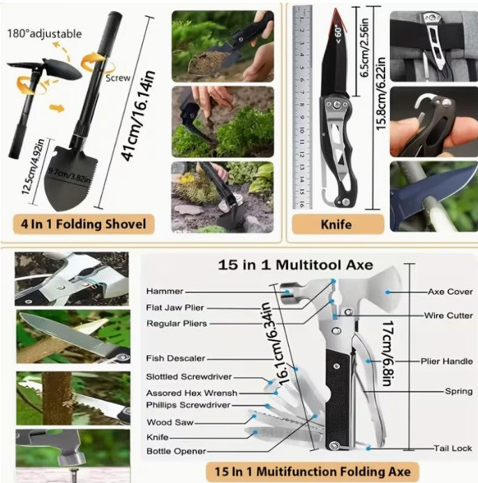 Survival & First Aid Kit - All-in-One Outdoor Emergency Gear (A-1-3)