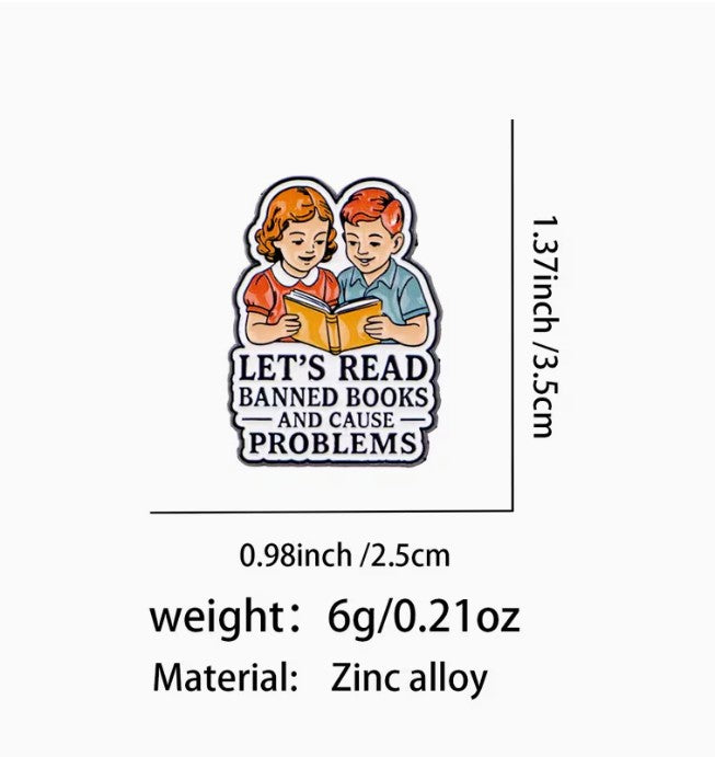 FUNDRAISER: Let's Read Banned Books Shirt Lapel Pin Jewelry