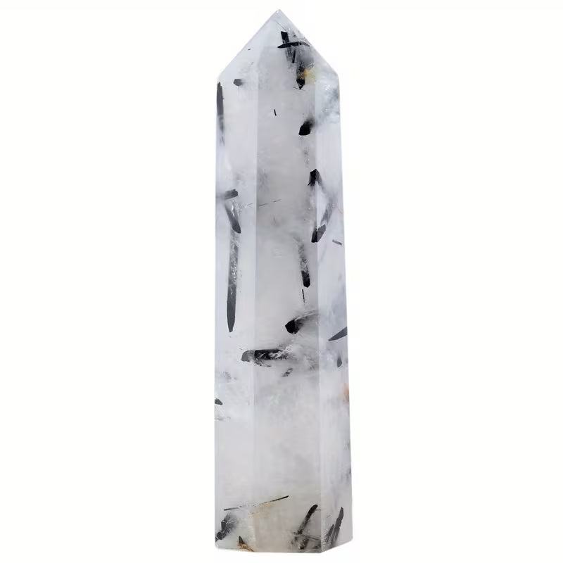 Black Rutilated Quartz Tower: Energy, Grounding, Intuition 3"