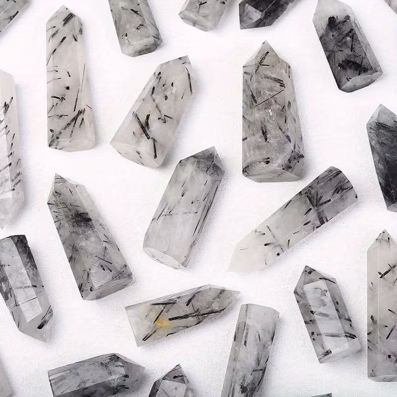 Black Rutilated Quartz Tower: Energy, Grounding, Intuition 3"