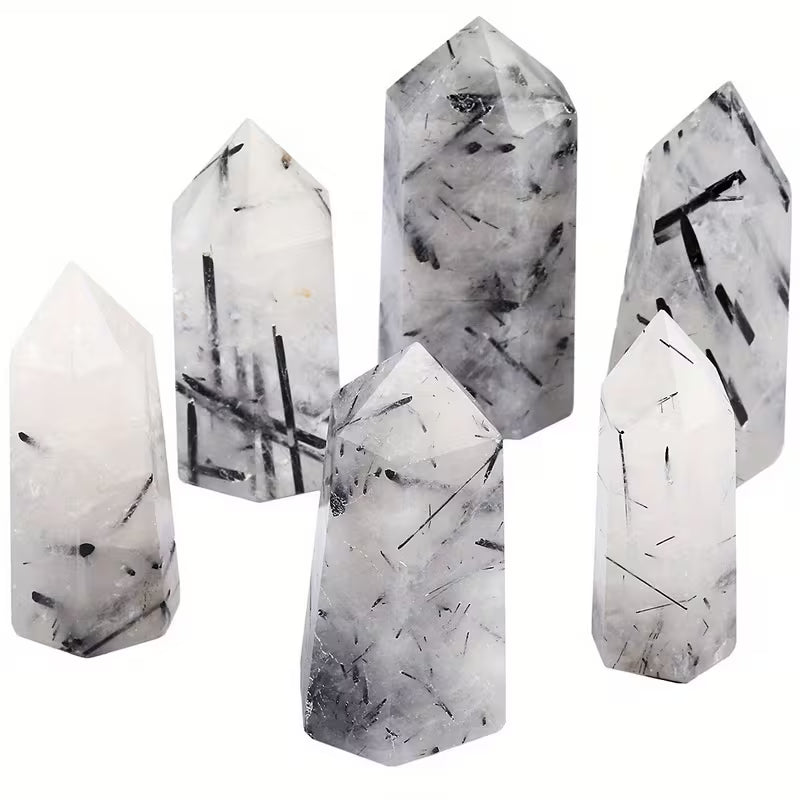 Black Rutilated Quartz Tower: Energy, Grounding, Intuition 3"