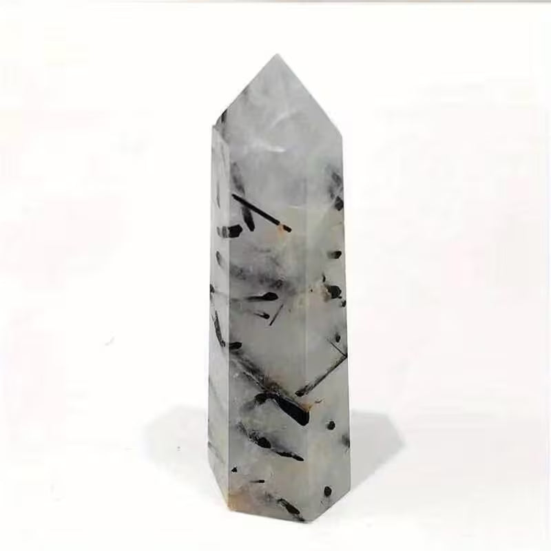 Black Rutilated Quartz Tower: Energy, Grounding, Intuition 3"