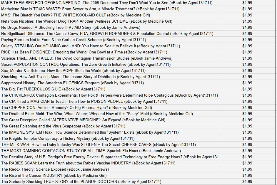 BUY THE LIBRARY! 185 eBooks by Agent131711, Medicine Girl, Jamie Andrews, Barcelo & More
