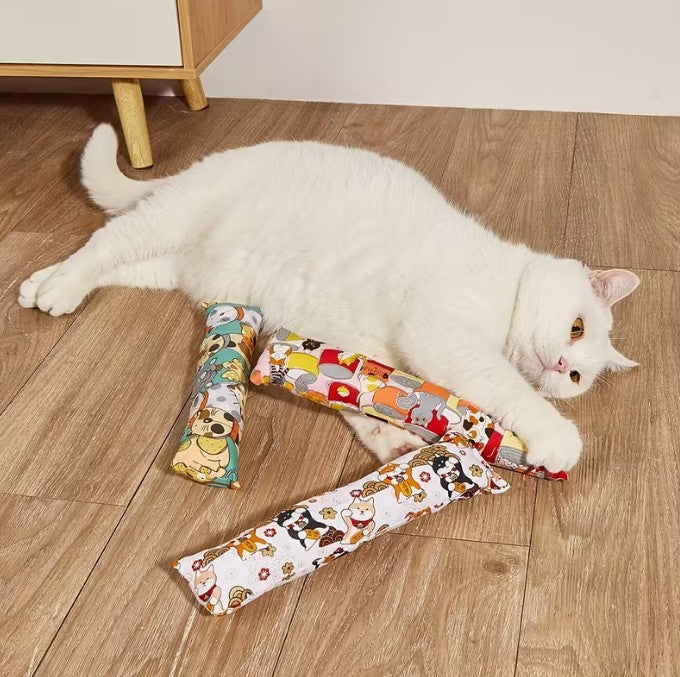 4 Piece Set! Large Cat Grass Chew Toy Pillows 10"