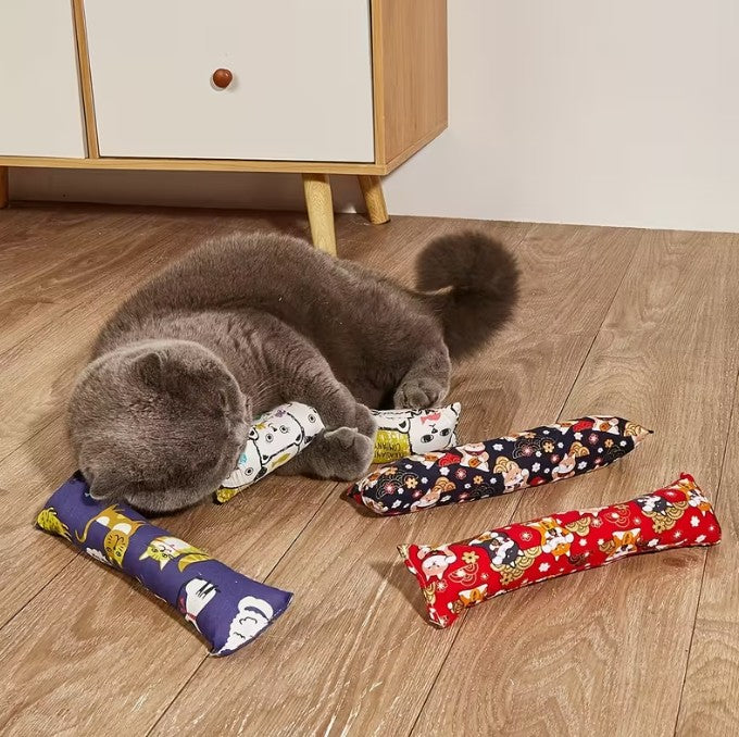 4 Piece Set! Large Cat Grass Chew Toy Pillows 10"