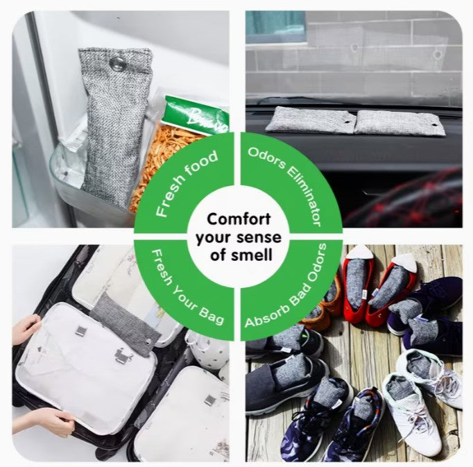 6pc Bamboo Charcoal Bags - Odor Control Great for Shoes, Home & More