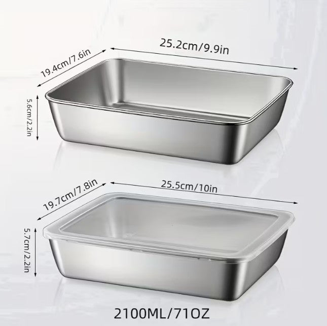 5pc Set of Stainless Steel Dishes LARGE 10"x7.5" (A-2-2)