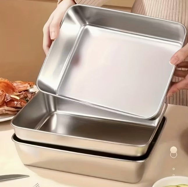 5pc Set of Stainless Steel Dishes LARGE 10"x7.5" (A-2-2)