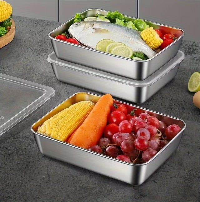 5pc Set of Stainless Steel Dishes LARGE 10"x7.5" (A-2-2)