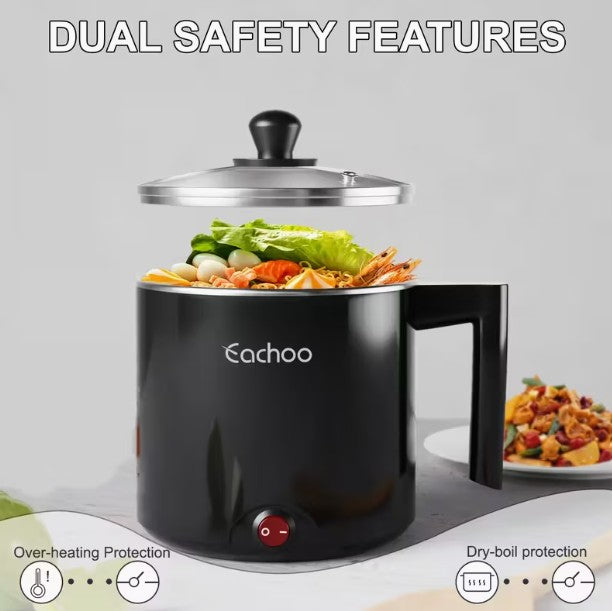 Electric Hot Pot with Steamer, 50.72oz Fast Cook Setting Non-Stick