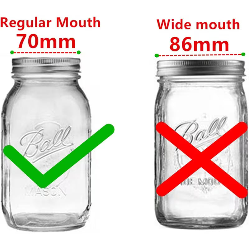 2-Piece Set of Stainless Steel Mason STRAINER & SHAKER Lids - Regular Mouth