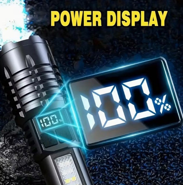 High-power Handheld Flashlight with Side Lamp - Telescopic Zoom (A-2-3)