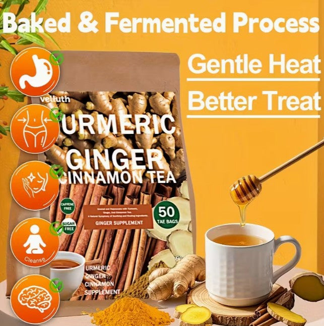 25pc 3-Ingredient Tea - Tumeric, Ginger & Cinnamon!  Caffeine Free NOTHING ARTIFICIAL (A-2-2)