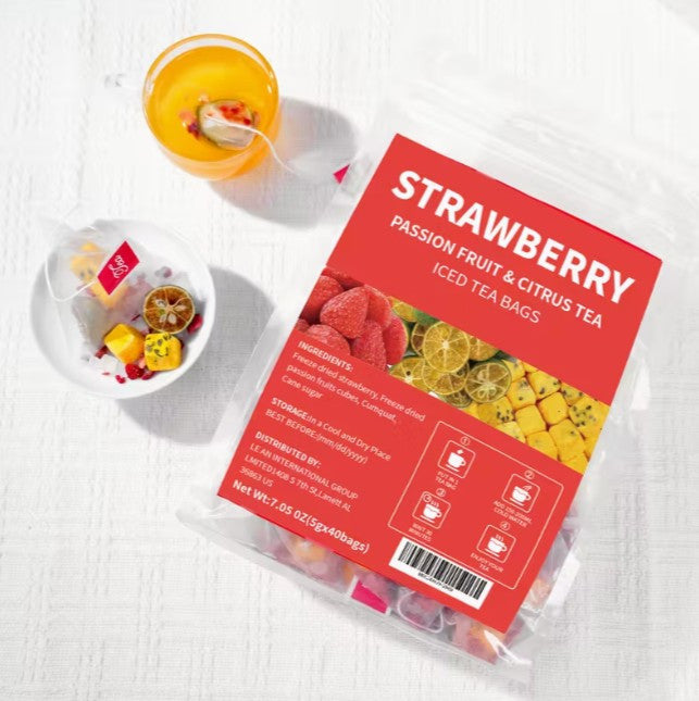 40pc Strawberry & Passion Fruit Iced Tea + Sugar (A-2-4)