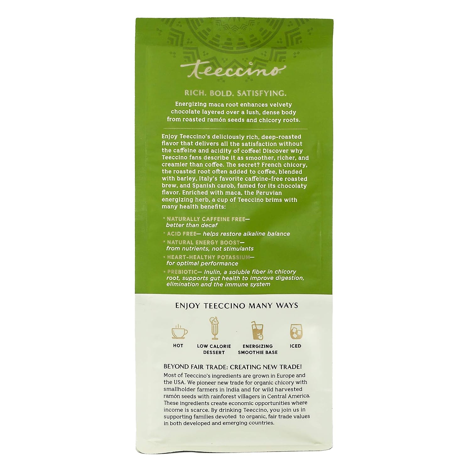 Teeccino Maca Chocolaté Chicory Coffee Alternative CAROB & CHICORY Coffee Alternative