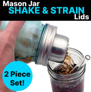 2-Piece Set of Stainless Steel Mason STRAINER & SHAKER Lids - Regular Mouth