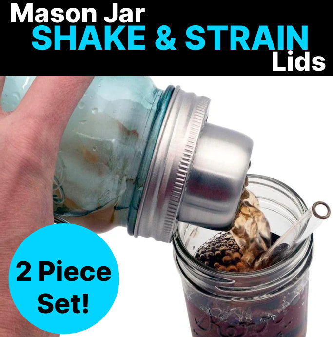 2-Piece Set of Stainless Steel Mason STRAINER & SHAKER Lids - Regular Mouth