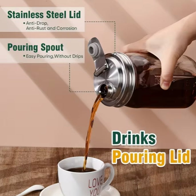 2-Piece Set of Stainless Steel Mason Jar Pour Top Cap Lids