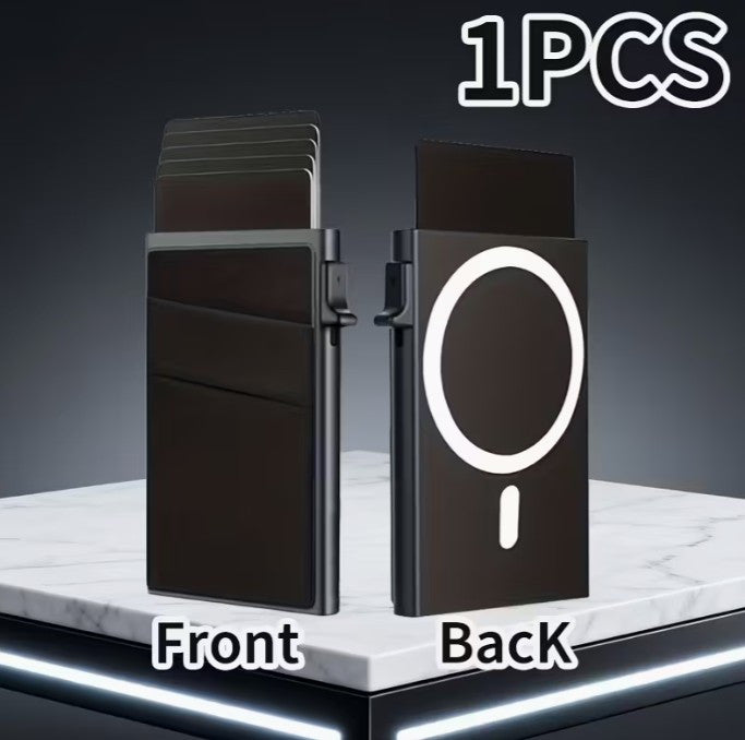 Mens RFID Blocking Wallet Aluminum Credit Card Holder with Magnetic Closure BLACK (A-1-3)