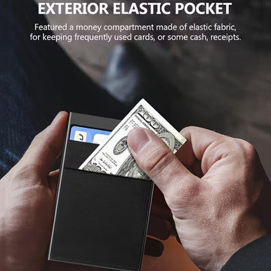 Mens RFID Blocking Wallet Aluminum Credit Card Holder with Magnetic Closure BLACK (A-1-3)