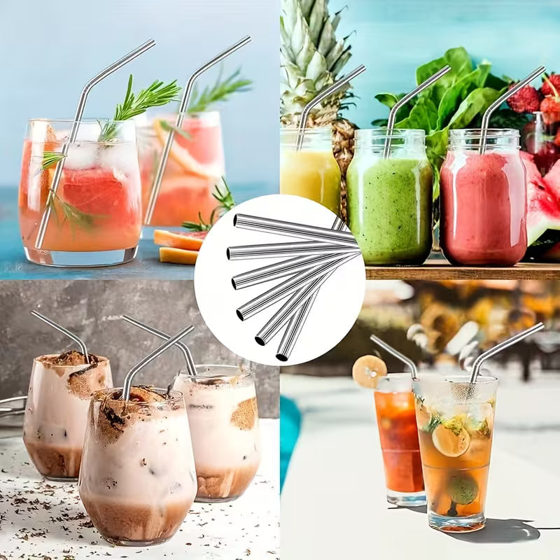 12-Piece Set of Stainless Steel METAL STRAWS & Cleaning Brushes
