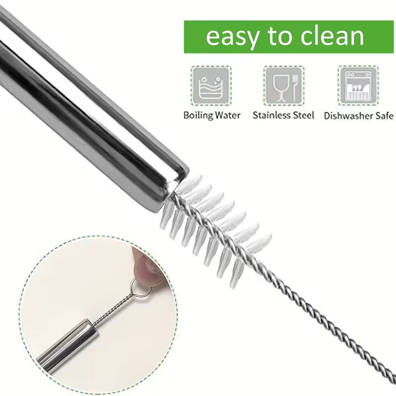 12-Piece Set of Stainless Steel METAL STRAWS & Cleaning Brushes