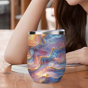 Wavy Opal Stone Stainless Steel Travel Insulated Sipper Tumbler Mug 12oz