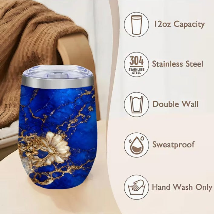 Blue Quartz Stainless Steel Travel Hot / Cold Sipper Tumbler Mug 12oz