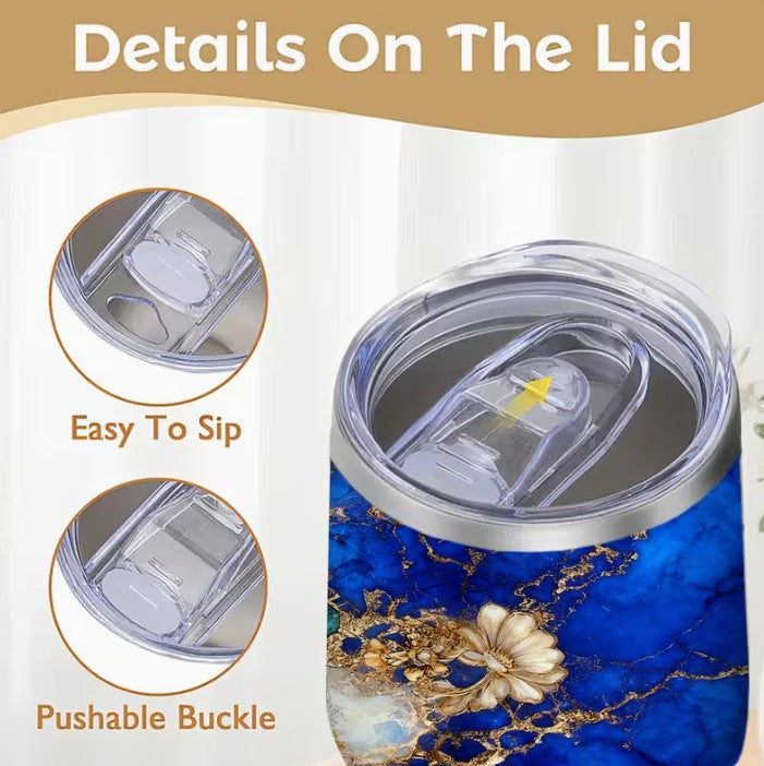 Blue Quartz Stainless Steel Travel Hot / Cold Sipper Tumbler Mug 12oz