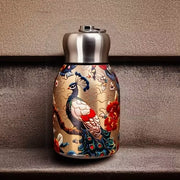 Beautiful Peacock Insulated Chubby Travel Water Bottle STAINLESS STEEL 10oz