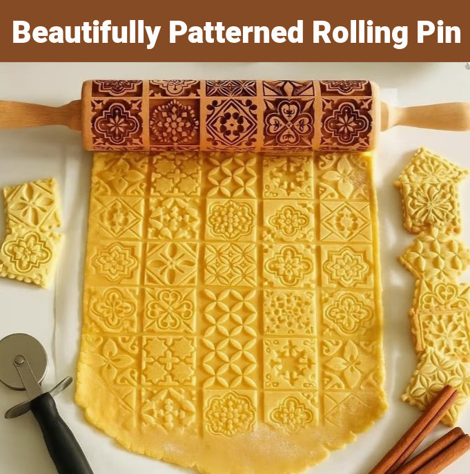 Beautifully Patterned Rolling Pin - Fantastic Gift Idea for Bakers!