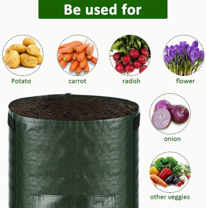 5 pack! Durable Garden Planting Bags with Reinforced Handle - For Potatoes, Tomatoes, and Other Vegetables & Fruits