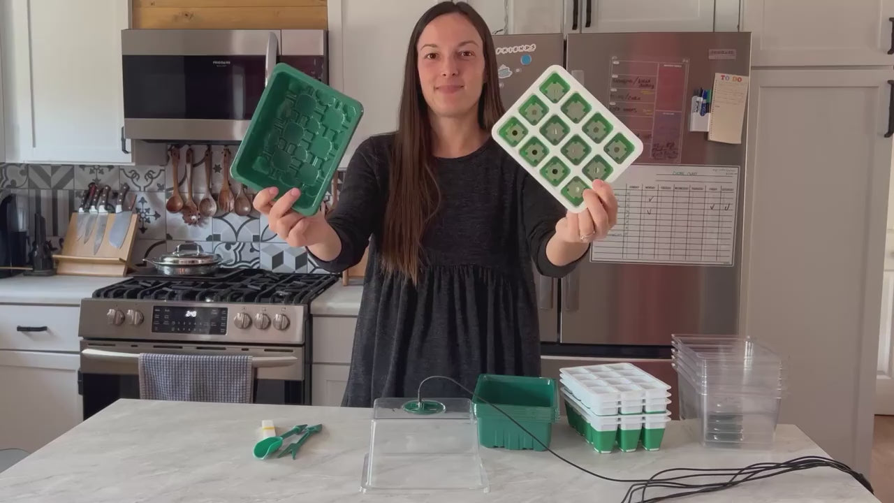 Load video: 5 pack Kit! Seed Starter Trays with Grow Lights! Germinate Like a Pro